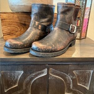 Frye Brown Leather Combat Boots